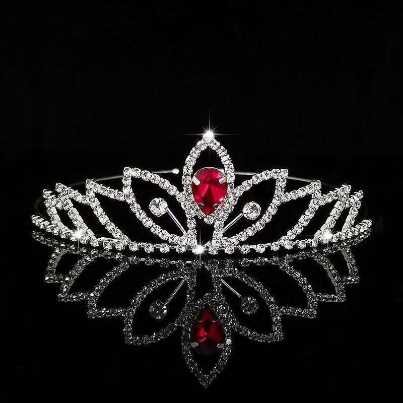 Princess Tiara/Wedding/Hair Accessories/Crown/Gems/Crystal/Gifts/Plain/Colour/Red/Blue/Pink