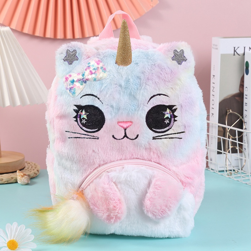 Children's Unicorn Backpack Korea Cute Soft Girl Cartoon School Bag Backpack Girls Plush