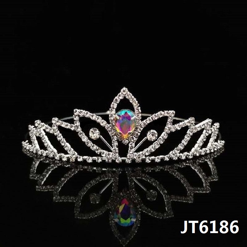 Princess Tiara/Wedding/Hair Accessories/Crown/Gems/Crystal/Gifts/Plain/Colour/Red/Blue/Pink