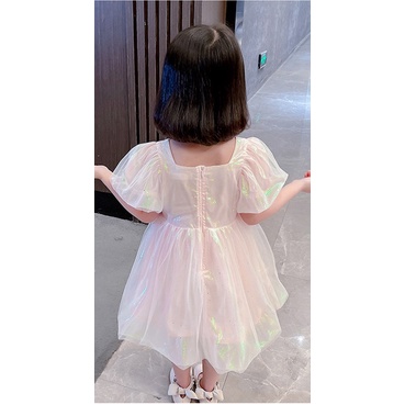 022 Summer Korean Dress Love Bow Dress Children's clothing Western style princess dress skirt