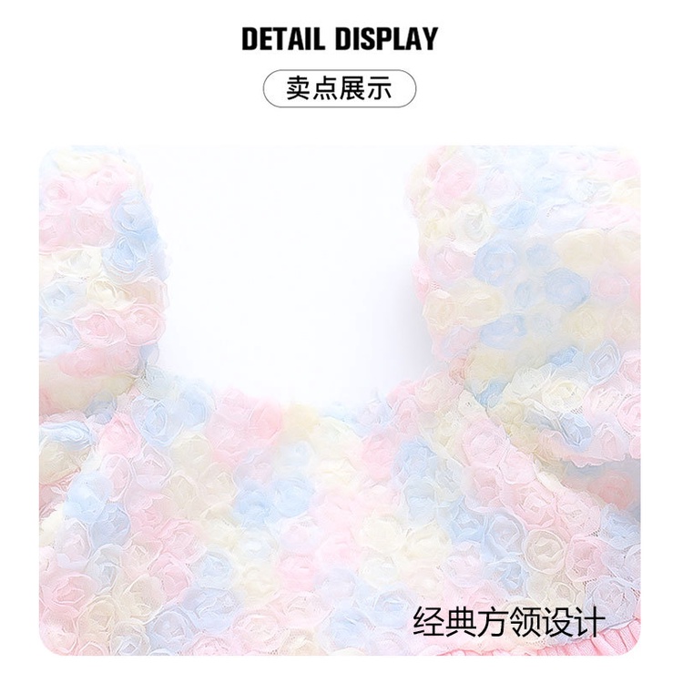 2022 Summer New girls Korean Embroidered Flower Dress