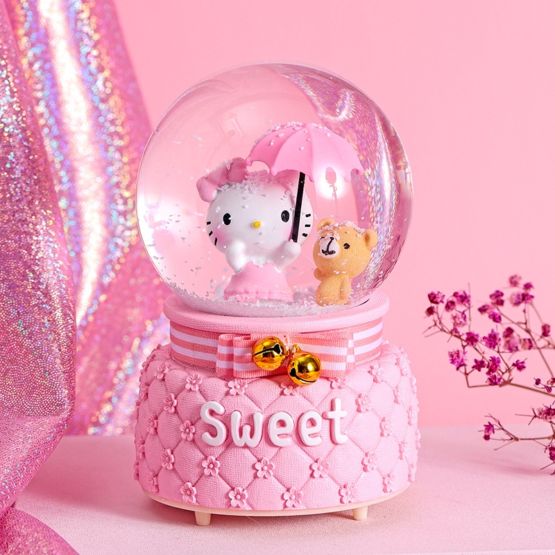 Creative Cartoon Rotating Music Box Snowy Music Box Flashing Crystal Ball Festival Commemorative Couple Gift