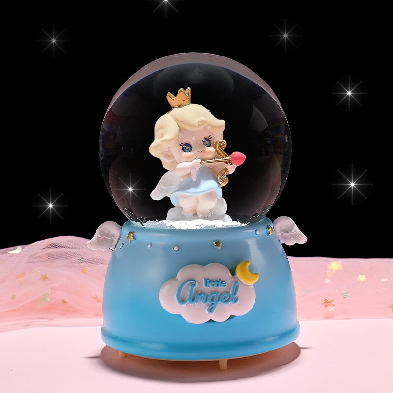 Creative Cartoon Rotating Music Box Snowy Music Box Flashing Crystal Ball Festival Commemorative Couple Gift