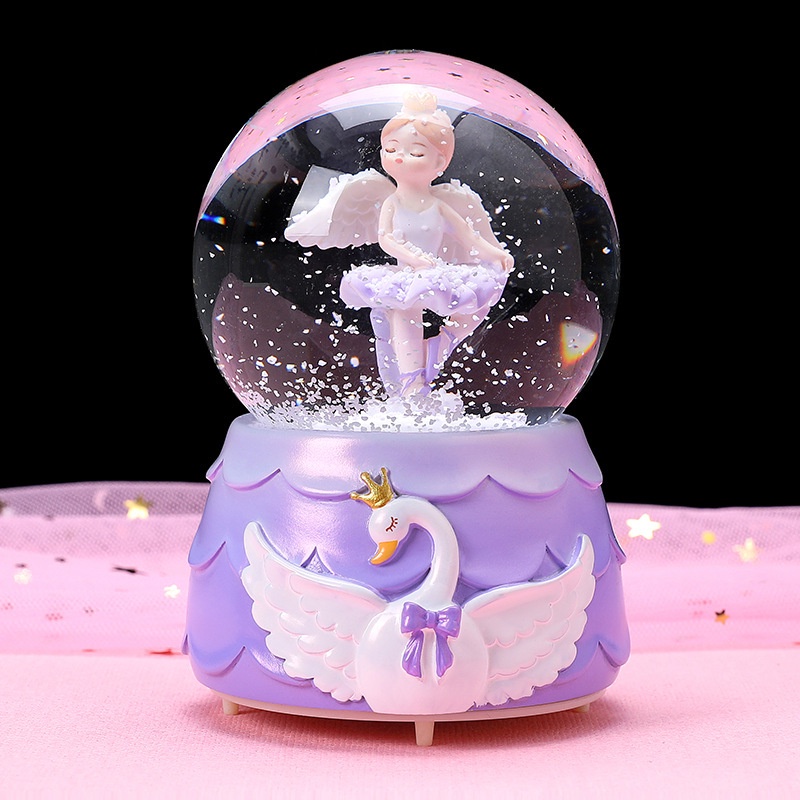 Creative Cartoon Rotating Music Box Snowy Music Box Flashing Crystal Ball Festival Commemorative Couple Gift
