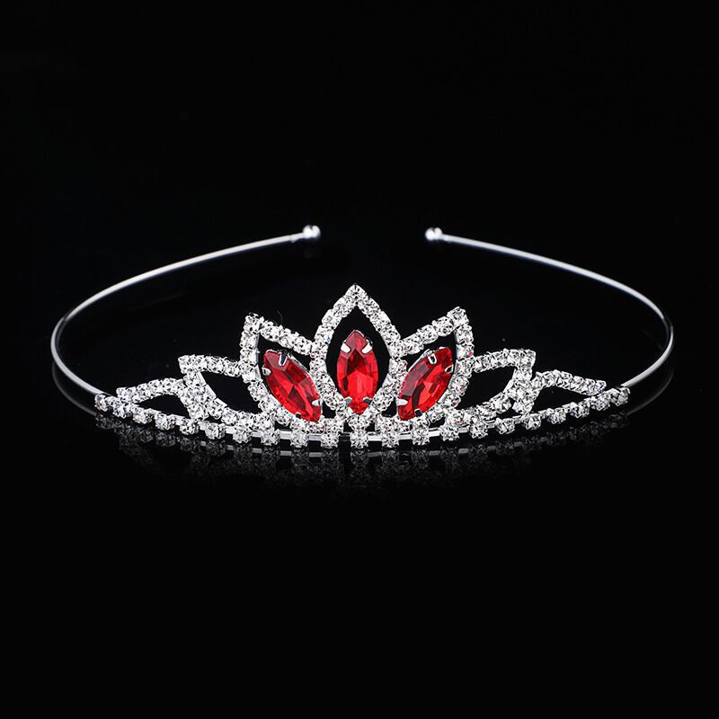 Princess Tiara/Wedding/Hair Accessories/Crown/Gems/Crystal/Gifts/Plain/Colour/Red/Blue/Pink