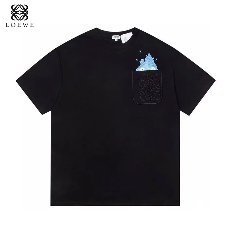 LOEWE/ルオ・イーウェイ 半袖 ハウルの動く城 炎刺繍 コットン 男女兼用 Tシャツ