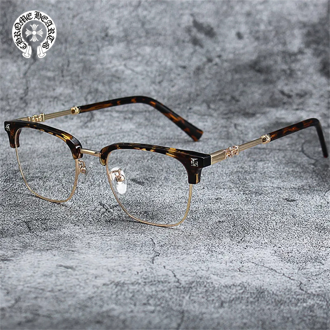 Chrome-hearts/クロエ ハート レトロ メガネ アンチ ブルーレイ フラット メガネ 同じスタイル 男女兼用