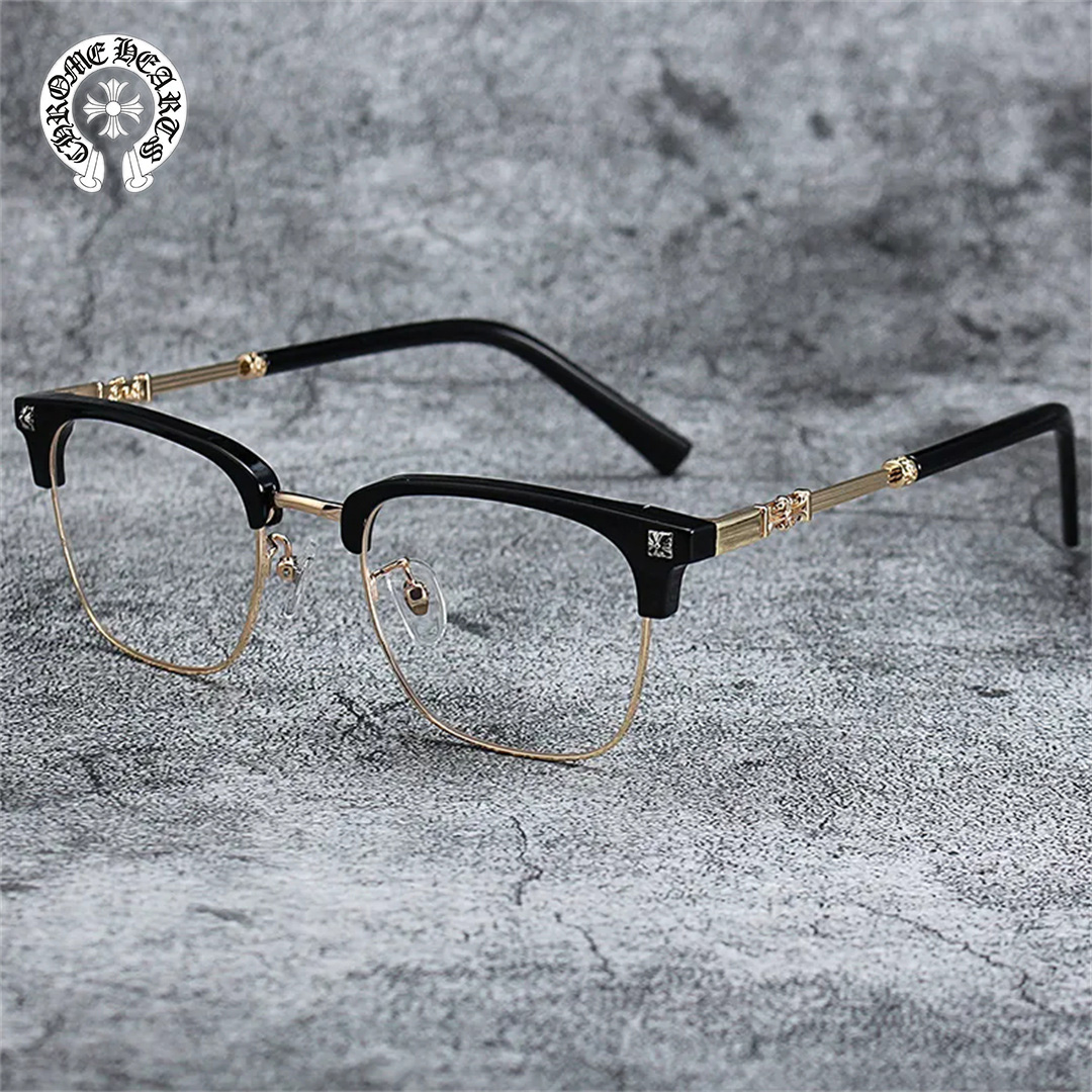 Chrome-hearts/クロエ ハート レトロ メガネ アンチ ブルーレイ フラット メガネ 同じスタイル 男女兼用