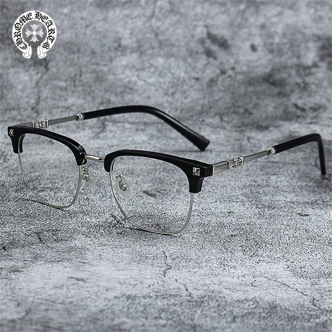 Chrome-hearts/クロエ ハート レトロ メガネ アンチ ブルーレイ フラット メガネ 同じスタイル 男女兼用