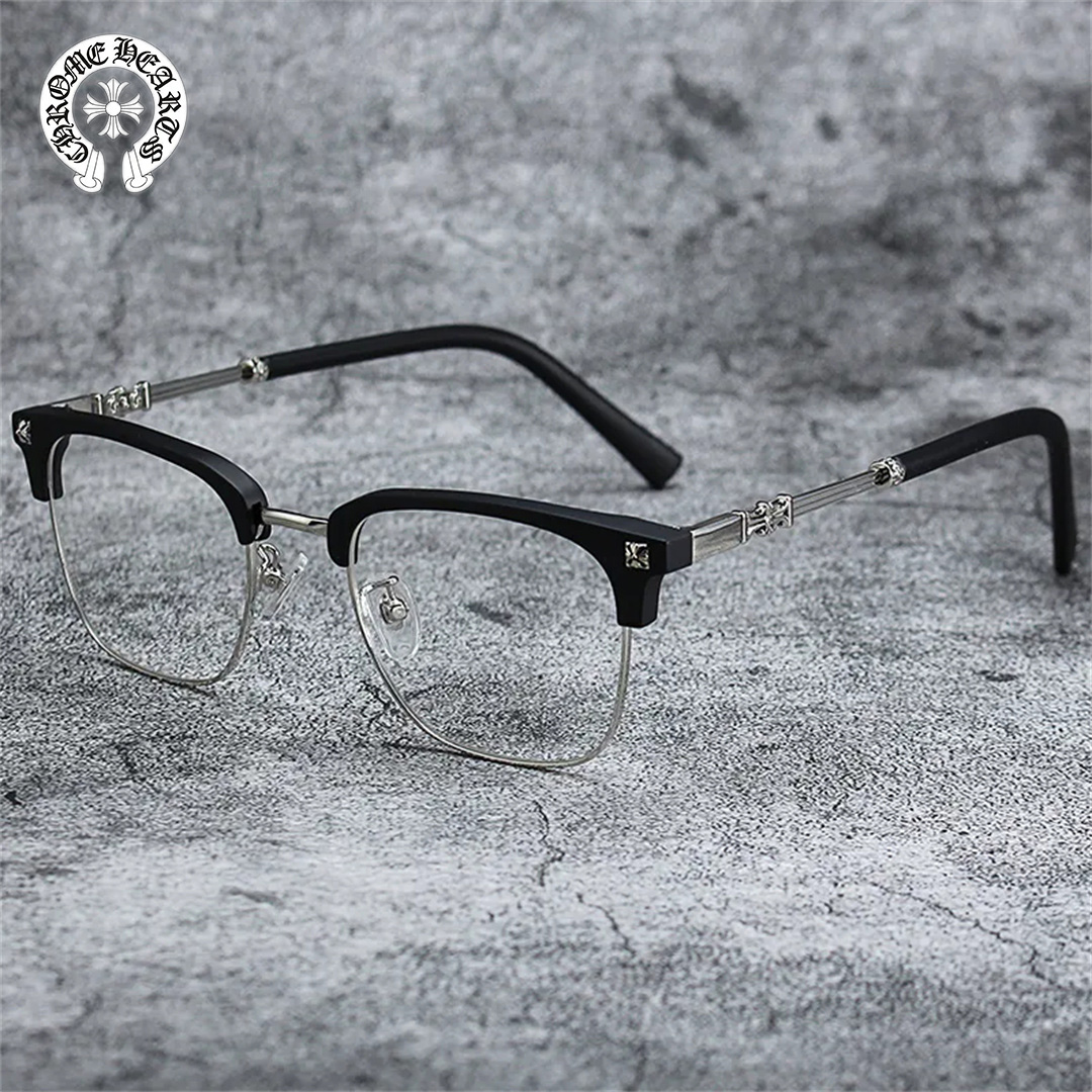 Chrome-hearts/クロエ ハート レトロ メガネ アンチ ブルーレイ フラット メガネ 同じスタイル 男女兼用
