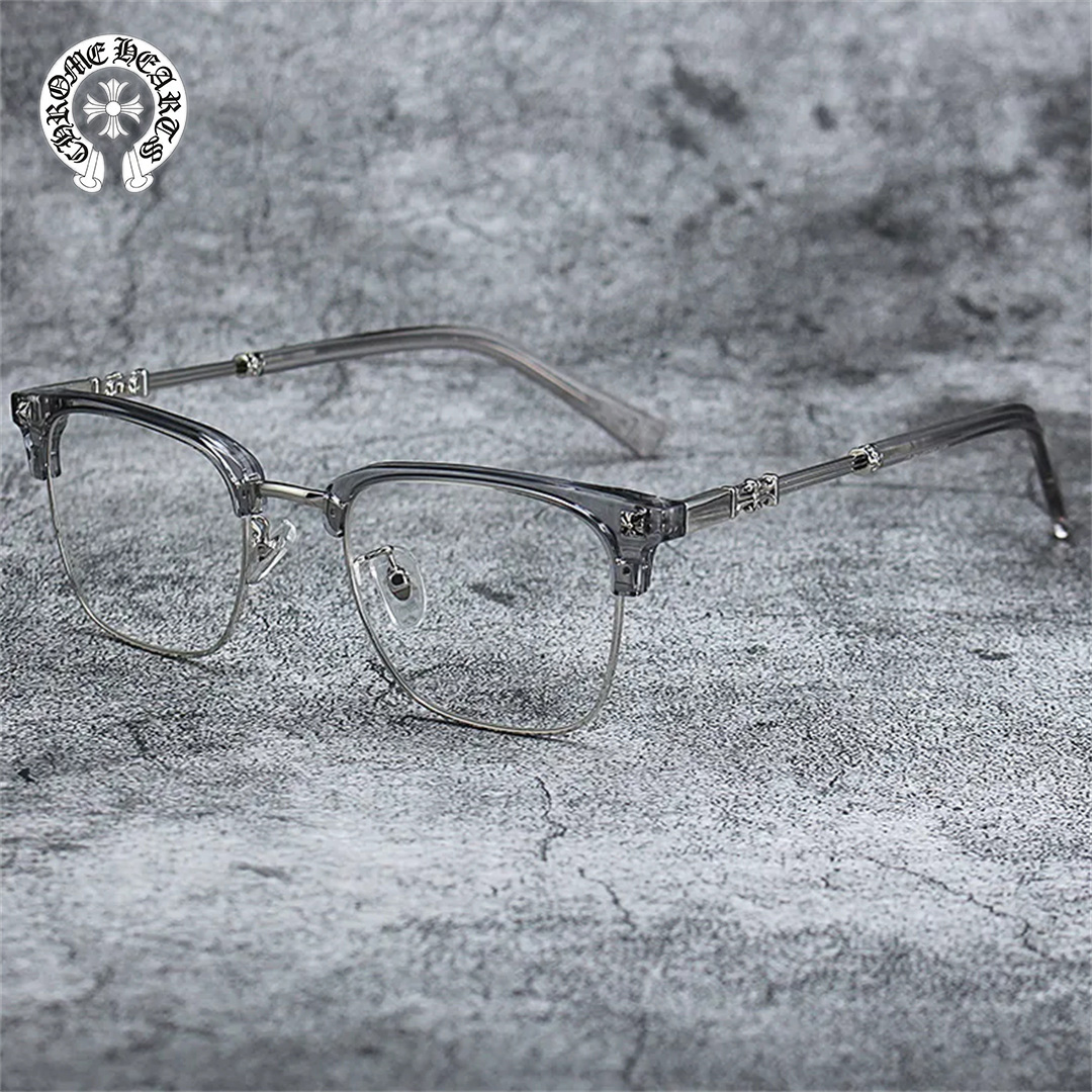 Chrome-hearts/クロエ ハート レトロ メガネ アンチ ブルーレイ フラット メガネ 同じスタイル 男女兼用