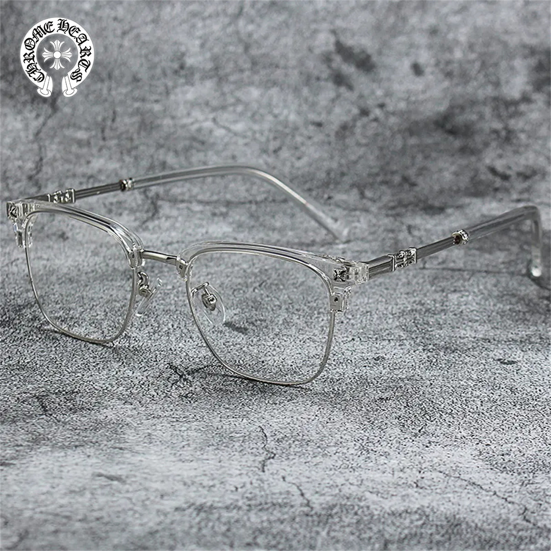 Chrome-hearts/クロエ ハート レトロ メガネ アンチ ブルーレイ フラット メガネ 同じスタイル 男女兼用