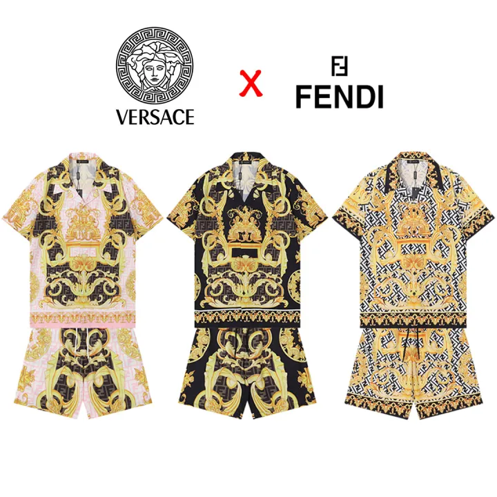 VERSACE X Fendi トップス＋パンツ（２点セット）23新金花バロック宮殿風花柄プリント