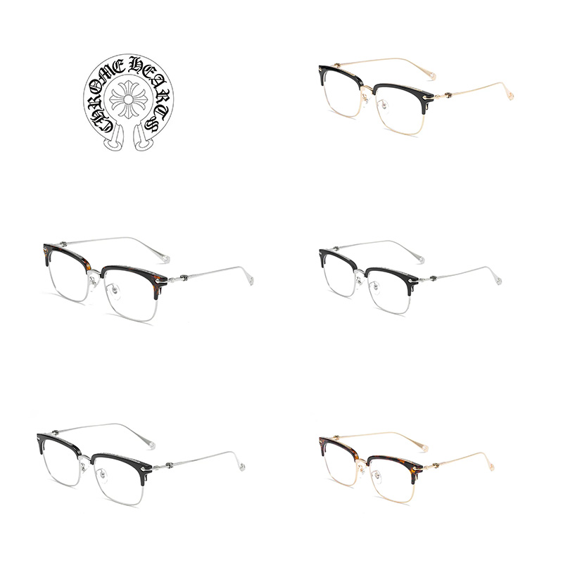 Chrome-hearts/クロエハート メガネ ハーフフレーム レトロ アンチブルーレイ