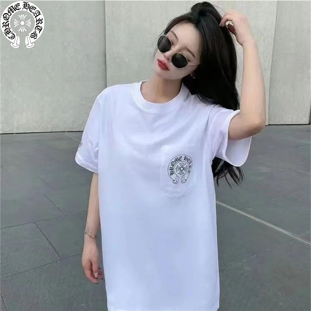 一つ購入ごとに一つ無料贈呈 Chrome-hearts/クロウ ハートクロス 半袖 ルーズ Tシャツ 男女兼用
