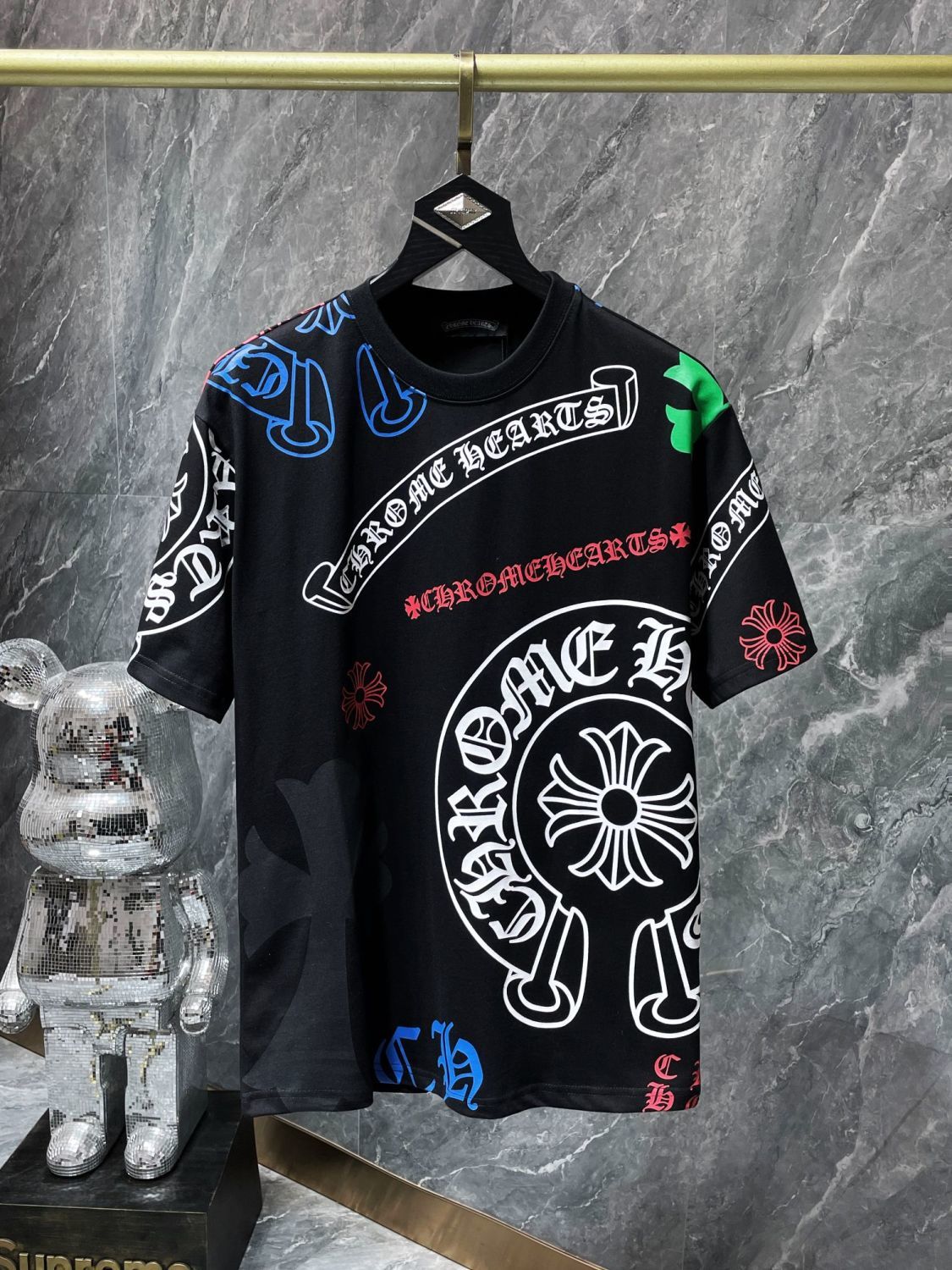クロムハーツ CHROME HEARTS 2023年新規 クロハート限定フルプリント半袖Tシャツ メンズ・レディース
