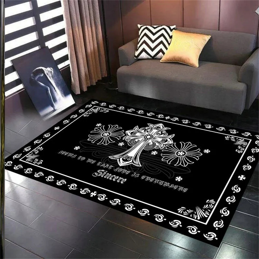 chrome-hearts クローム ハート カーペット 白黒 リビングルーム 寝室 クローク フロアマット