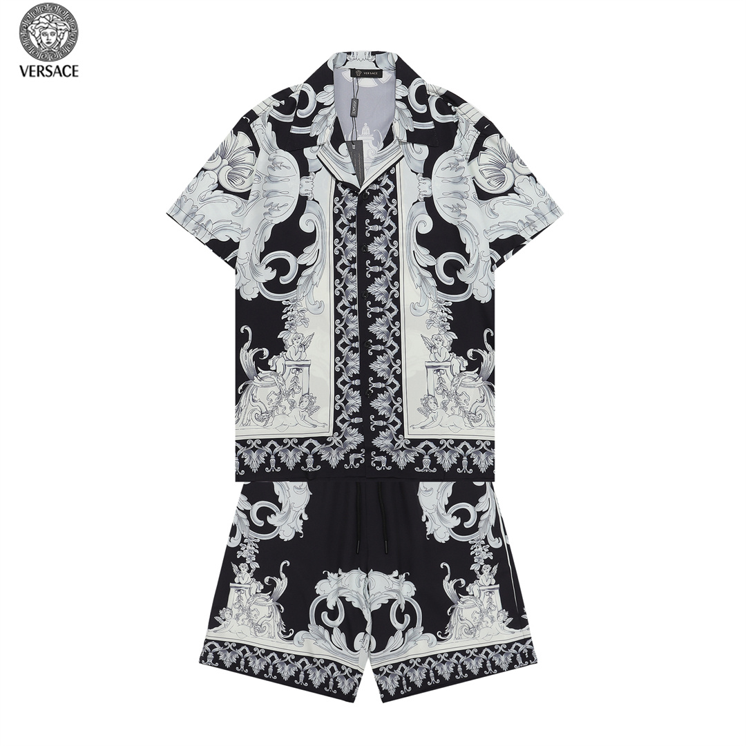 VERSACE バロック総柄プリント半袖シャツスーツ