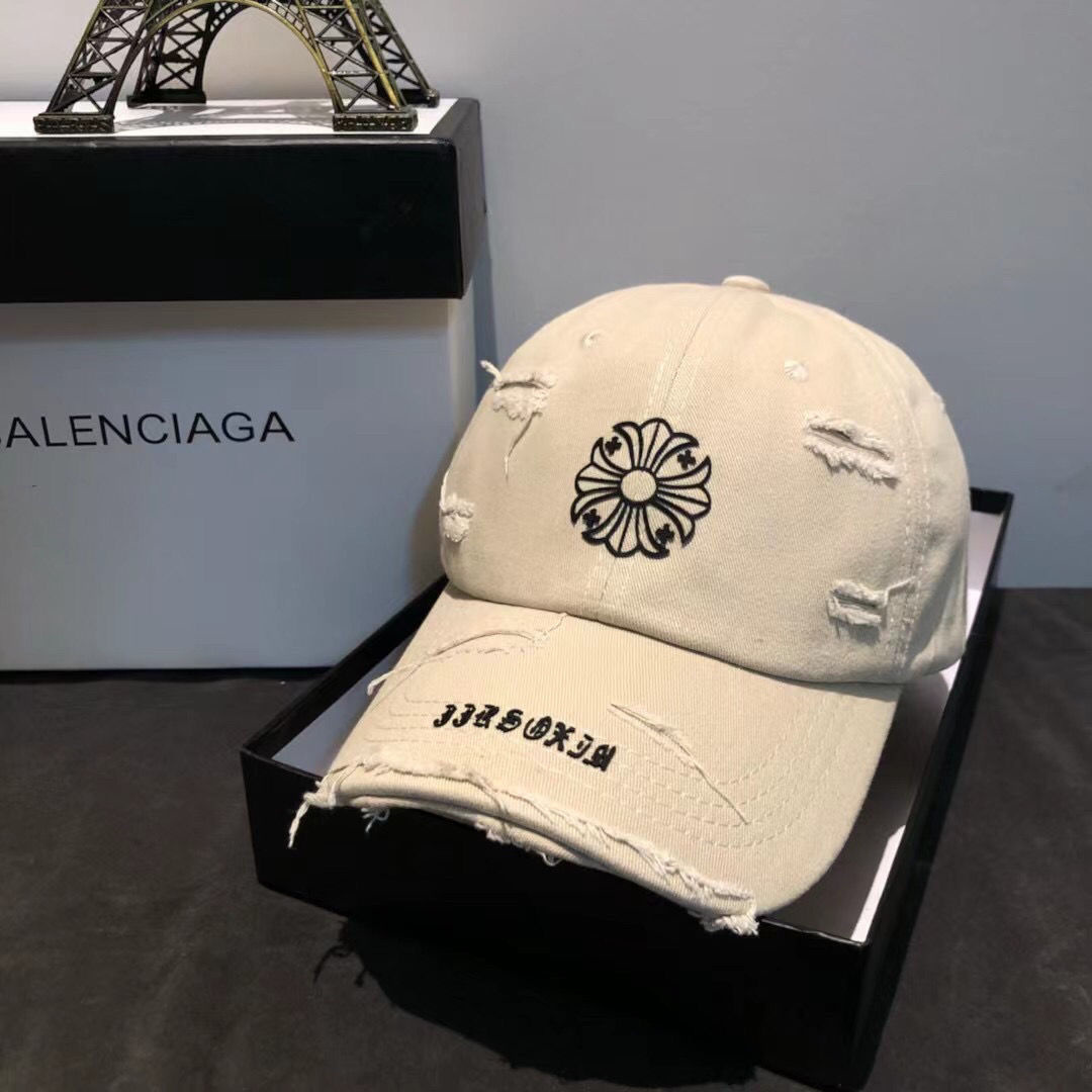 一つ購入ごとに一つ無料贈呈 Chrome-hearts/クロハートハット 男女兼用 プリントクロスグラインドホールキャップ