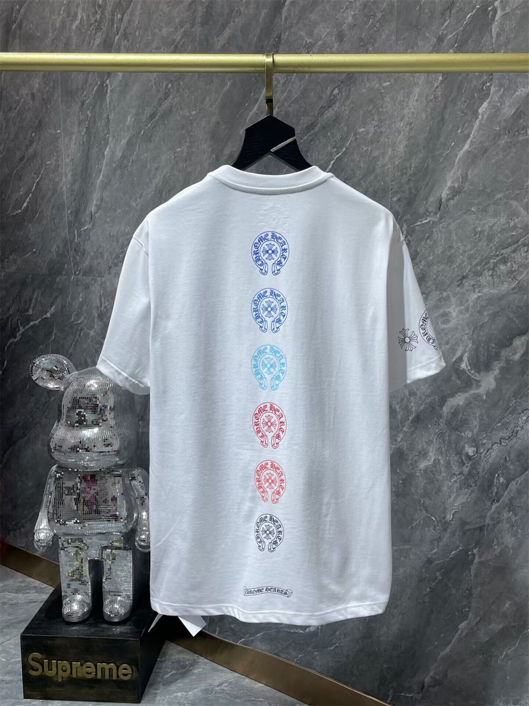 一つ購入ごとに一つ無料贈呈 Chrome-hearts/クロウ ハートクロス 半袖 ルーズ Tシャツ 男女兼用