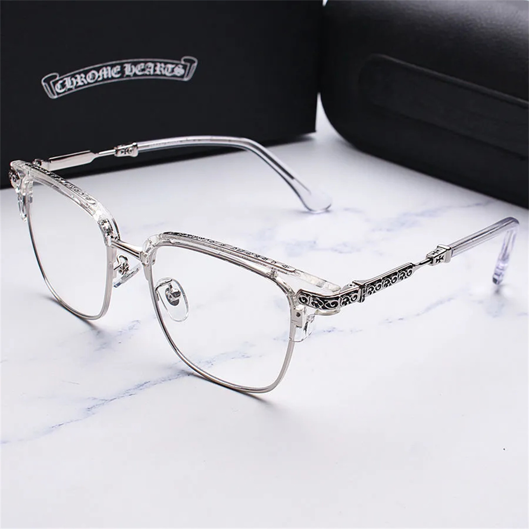 クロエハート メガネ レトロ ビッグフレーム 丸顔 アンチブルーレイ 男女兼用