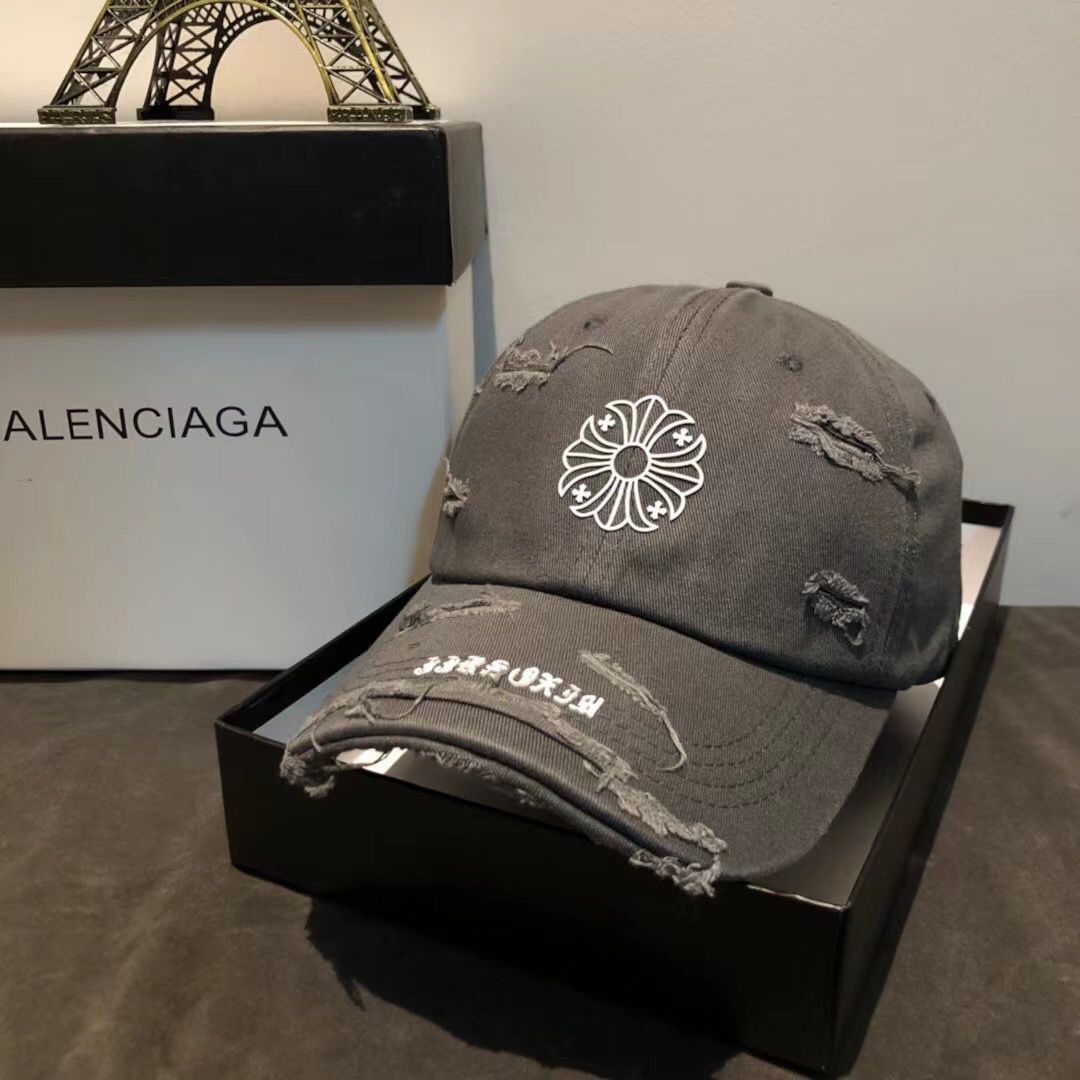 一つ購入ごとに一つ無料贈呈 Chrome-hearts/クロハートハット 男女兼用 プリントクロスグラインドホールキャップ