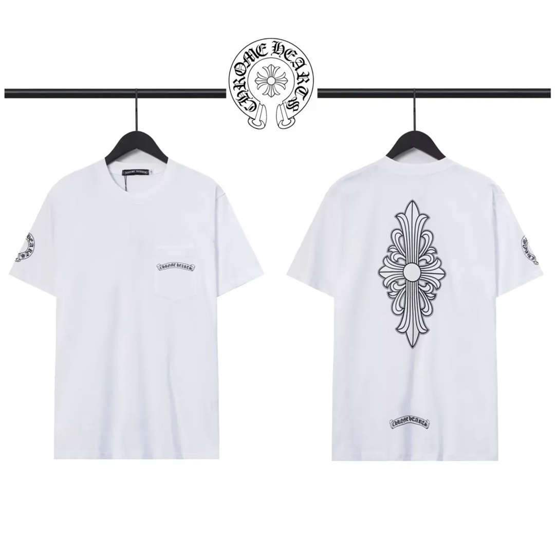 Chrome-hearts/クロハートクロス梵字Tシャツ夏綿ゆったり半袖男女カップル