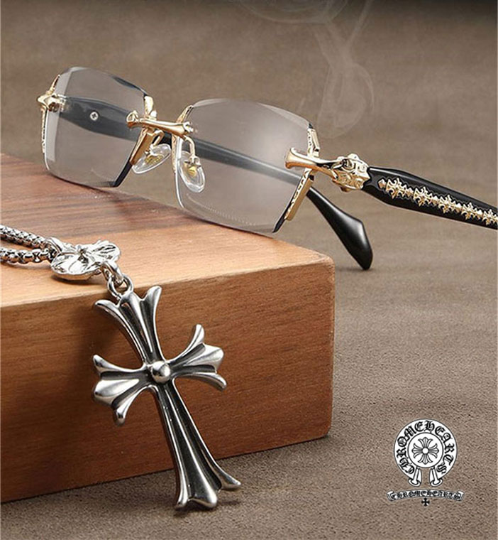 Chrome-hearts/クロエ ハート フレームレス アンチブルー ライト メガネ メンズおよびレディース ファッション