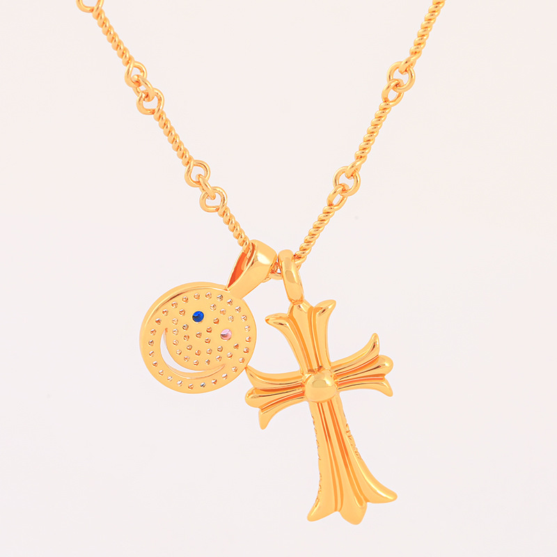 chrome-hearts クロス スマイリー ゴールド ネックレス