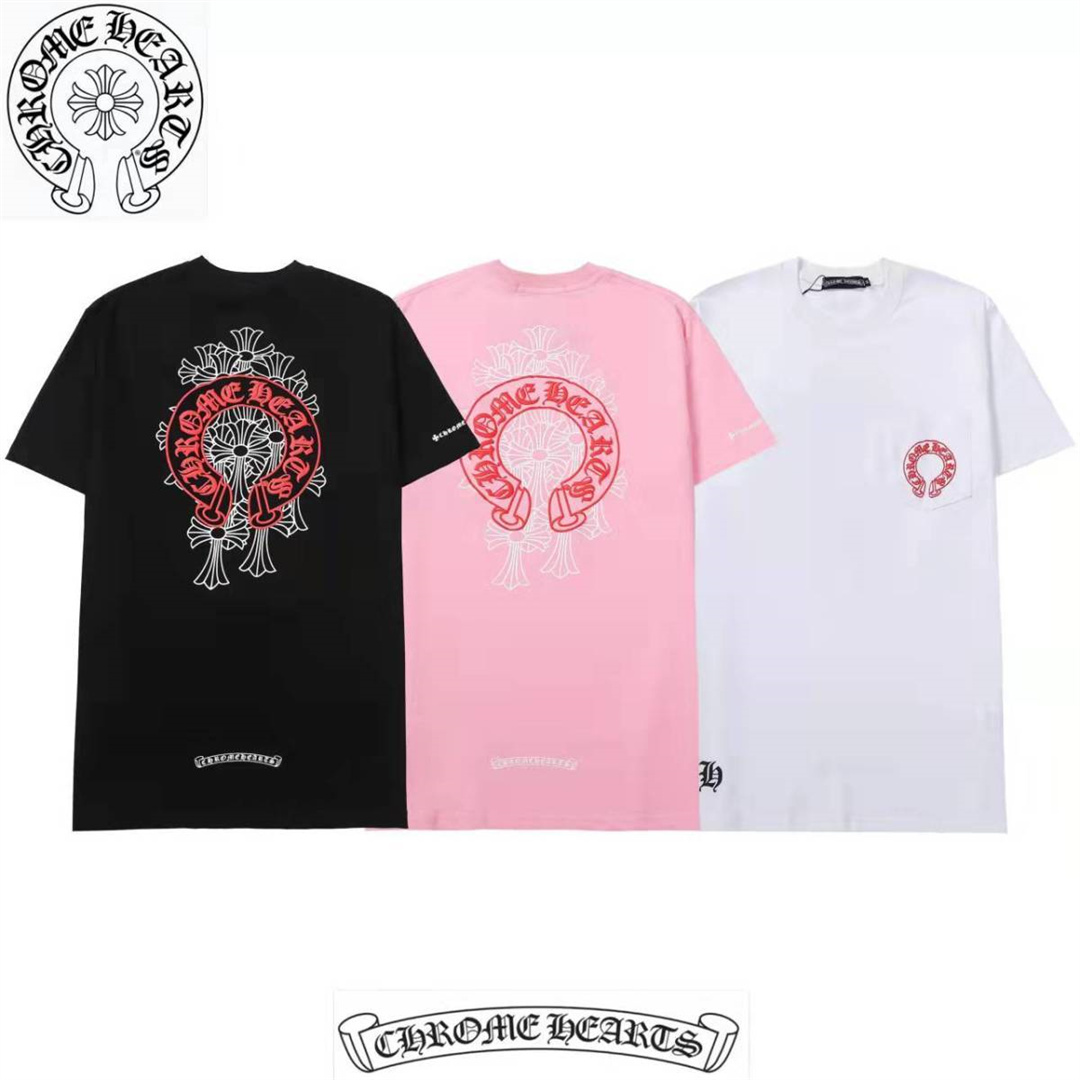 CHROME HEARTS / クロハートクロス Tシャツ 夏 男女兼用 綿 カップル 半袖