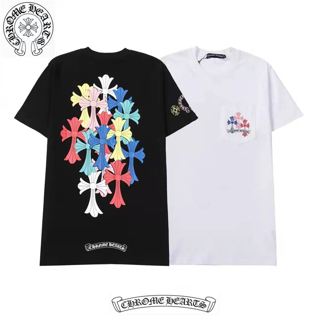 Chrome Hearts 2023最新作 クロハート カラフルテン 男女兼用 ゆる底シャツ Tシャツ ストリート カップル 半袖