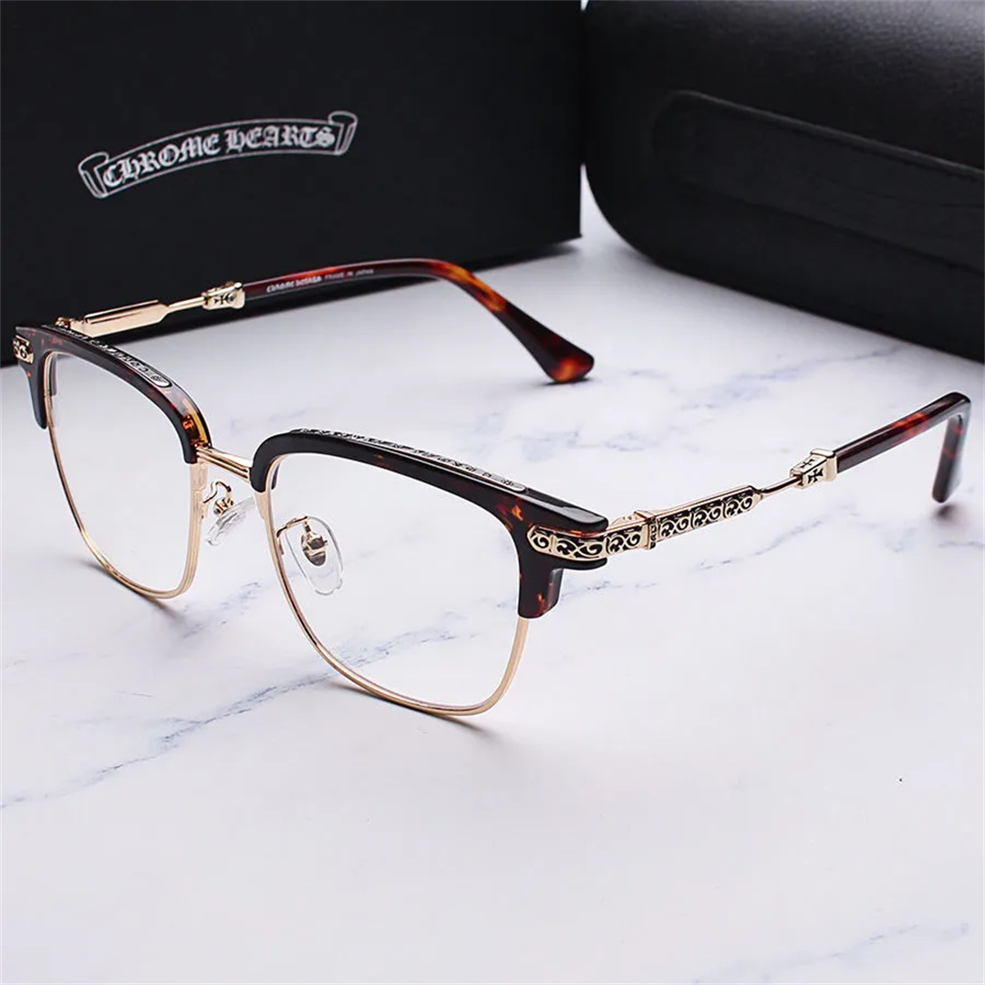 クロエハート メガネ レトロ ビッグフレーム 丸顔 アンチブルーレイ 男女兼用