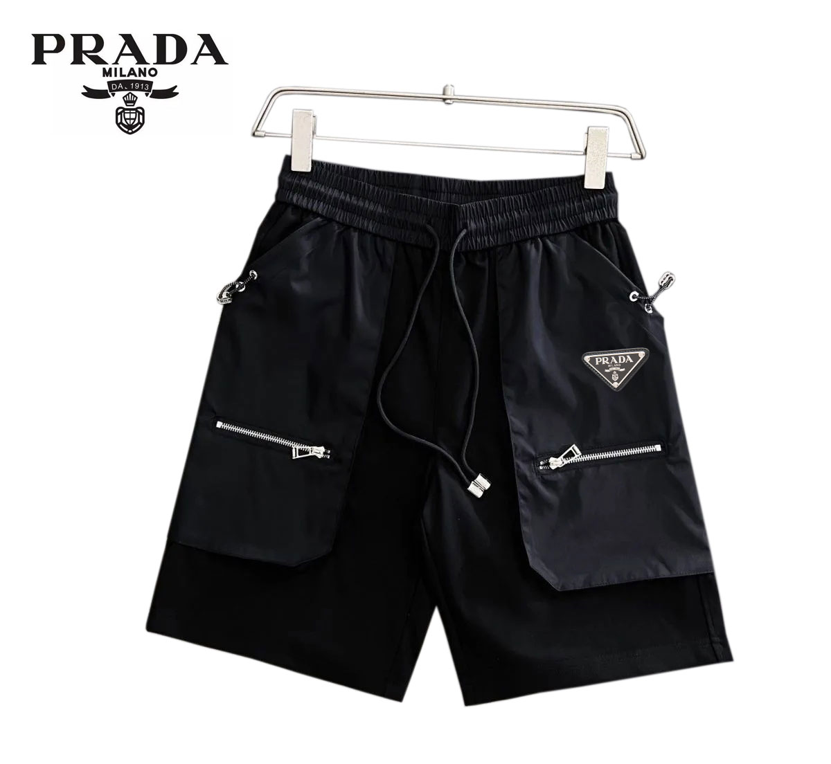 Prada  2023新しいスタイルのポケットジッパーヘビーデューティ半袖ショートパンツスーツ男性用