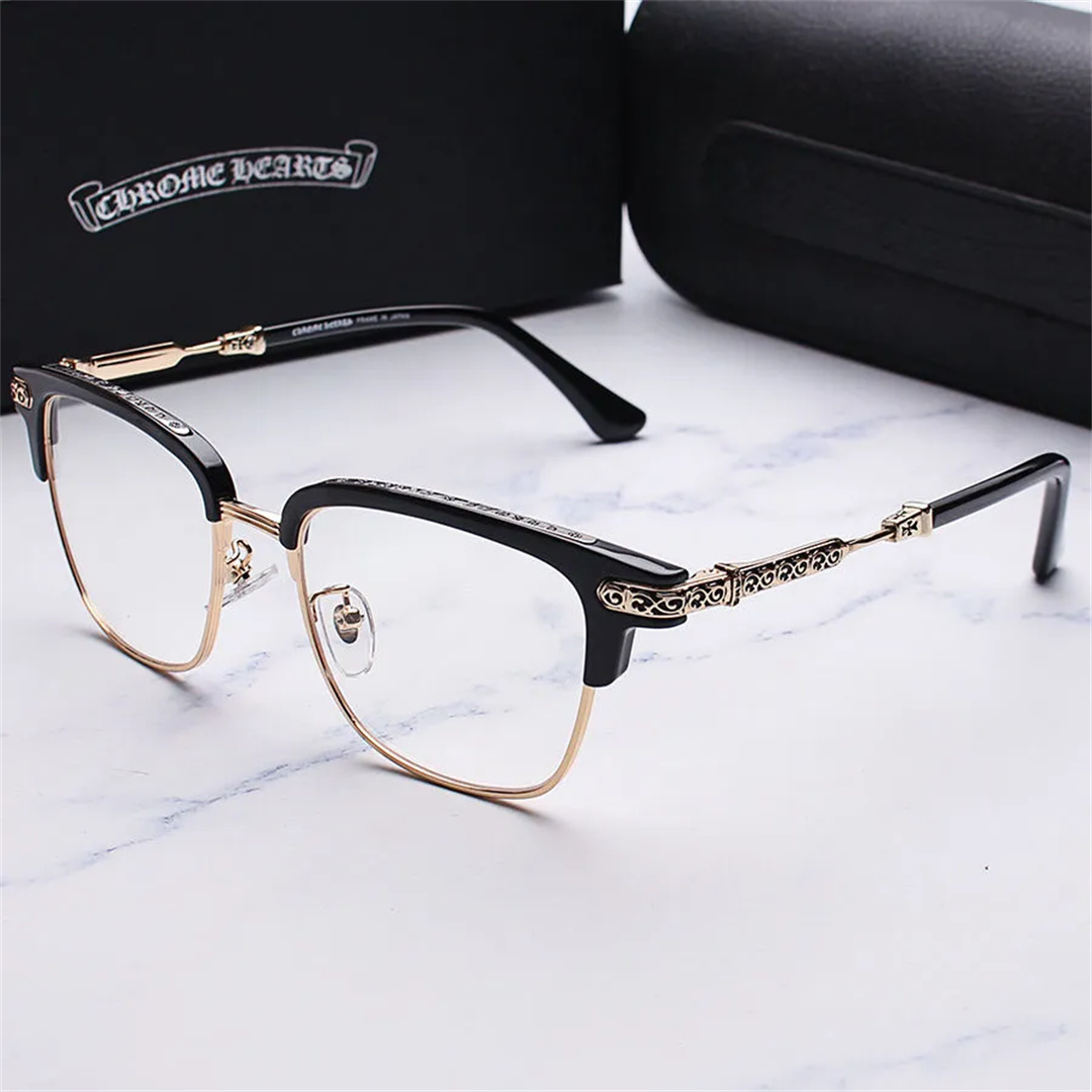 クロエハート メガネ レトロ ビッグフレーム 丸顔 アンチブルーレイ 男女兼用