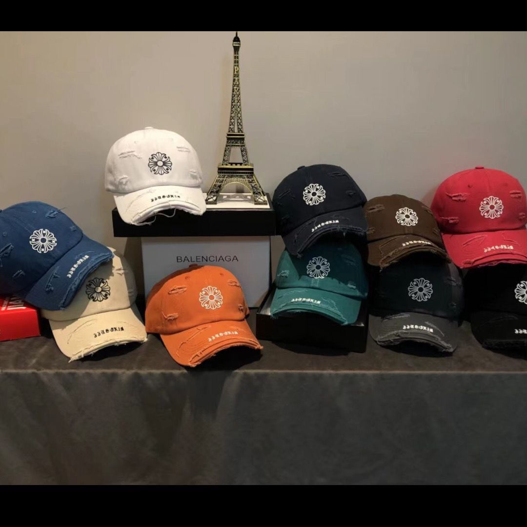 一つ購入ごとに一つ無料贈呈 Chrome-hearts/クロハートハット 男女兼用 プリントクロスグラインドホールキャップ