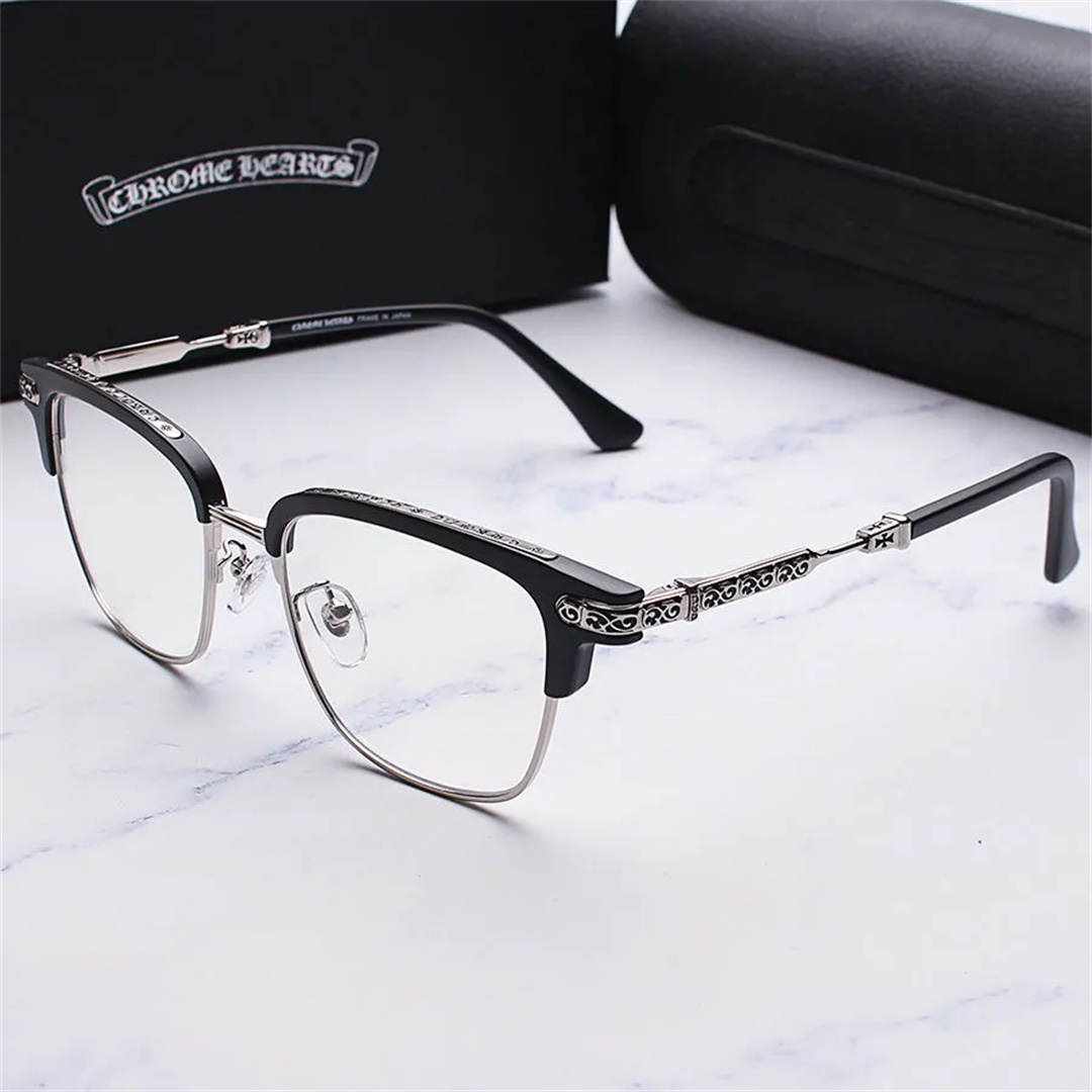 クロエハート メガネ レトロ ビッグフレーム 丸顔 アンチブルーレイ 男女兼用