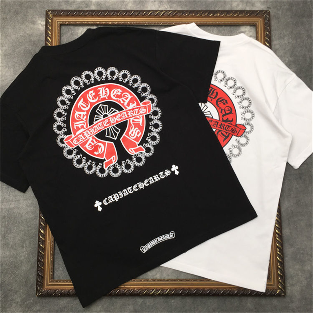 Chrome Hearts/クロウハートレタープリントTシャツゆったり半袖カップルコーデ