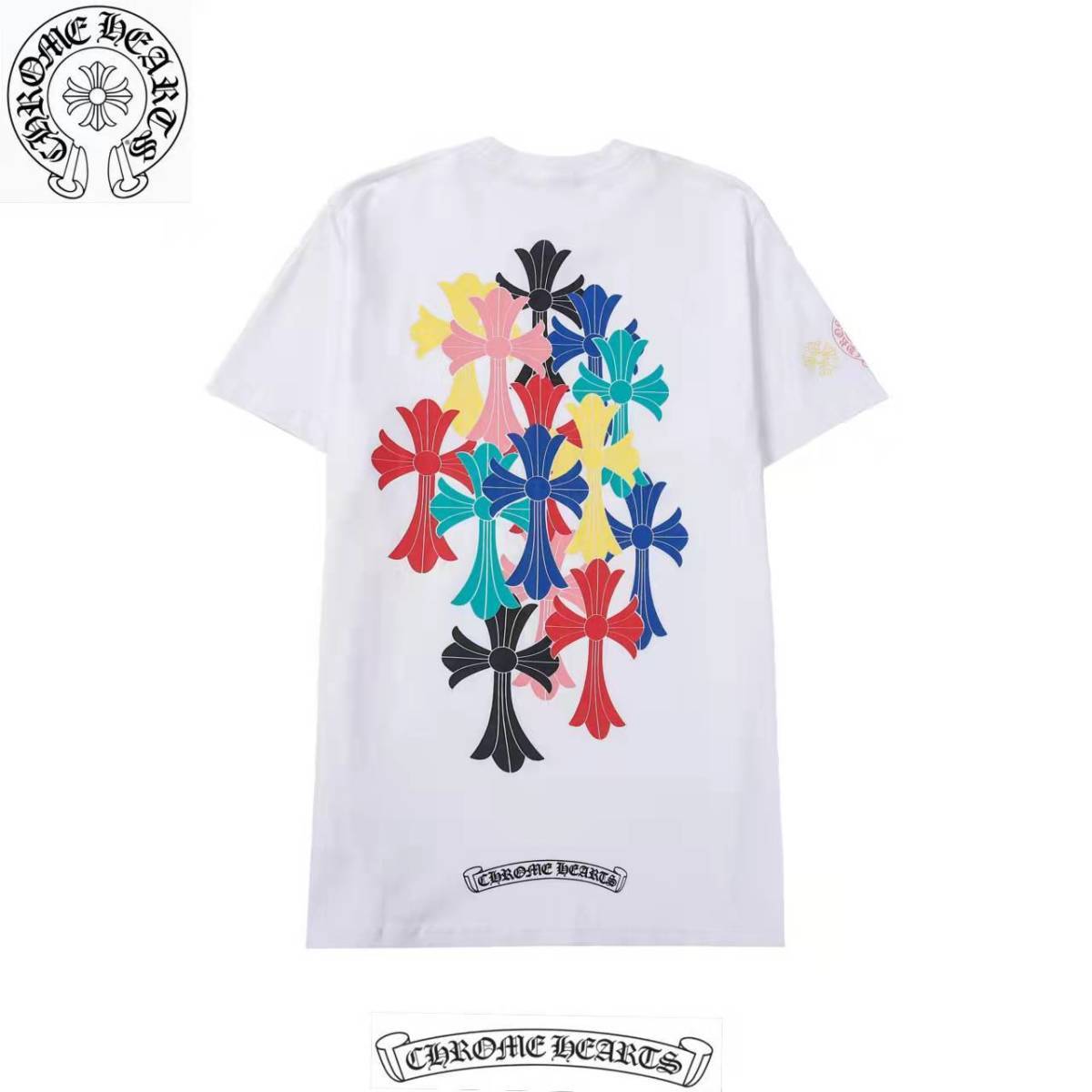 Chrome Hearts 2023最新作 クロハート カラフルテン 男女兼用 ゆる底シャツ Tシャツ ストリート カップル 半袖