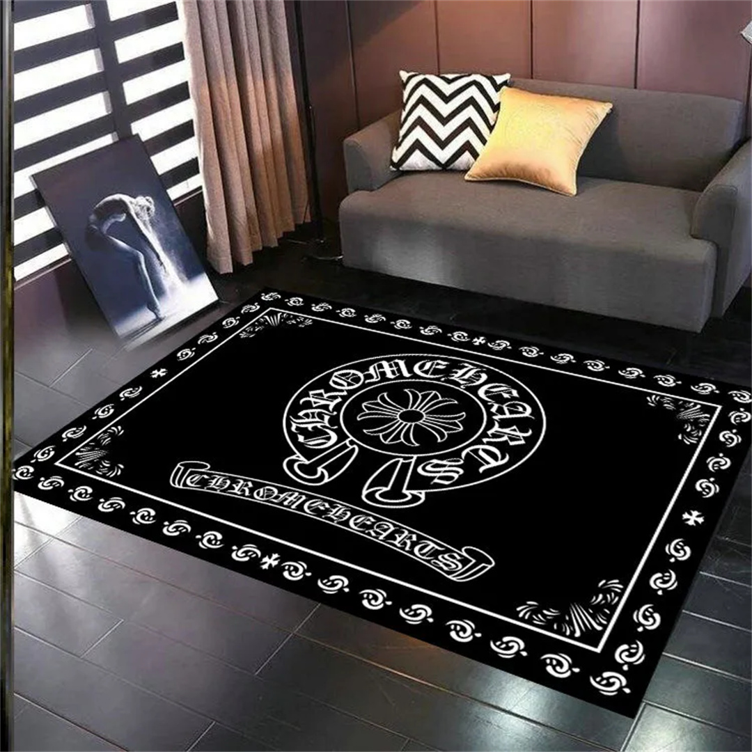 chrome-hearts クローム ハート カーペット 白黒 リビングルーム 寝室 クローク フロアマット