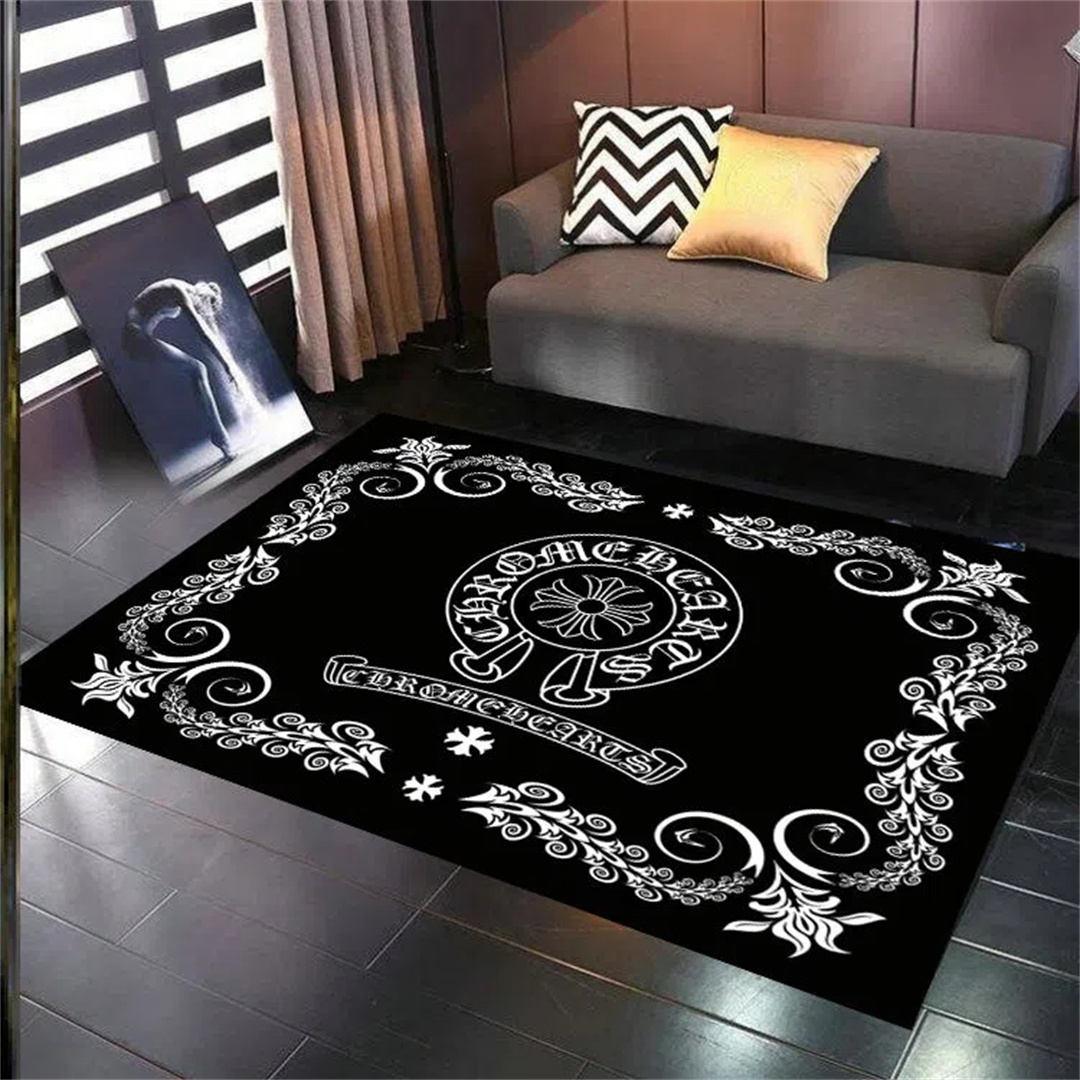 chrome-hearts クローム ハート カーペット 白黒 リビングルーム 寝室 クローク フロアマット