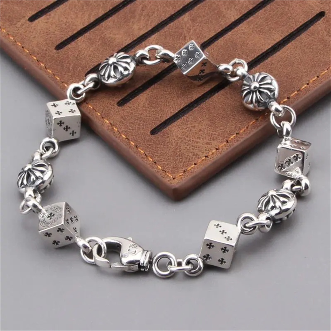 CHROME HEARTS ヴィンテージ クロス ダイス カップル ブレスレット 男女兼用