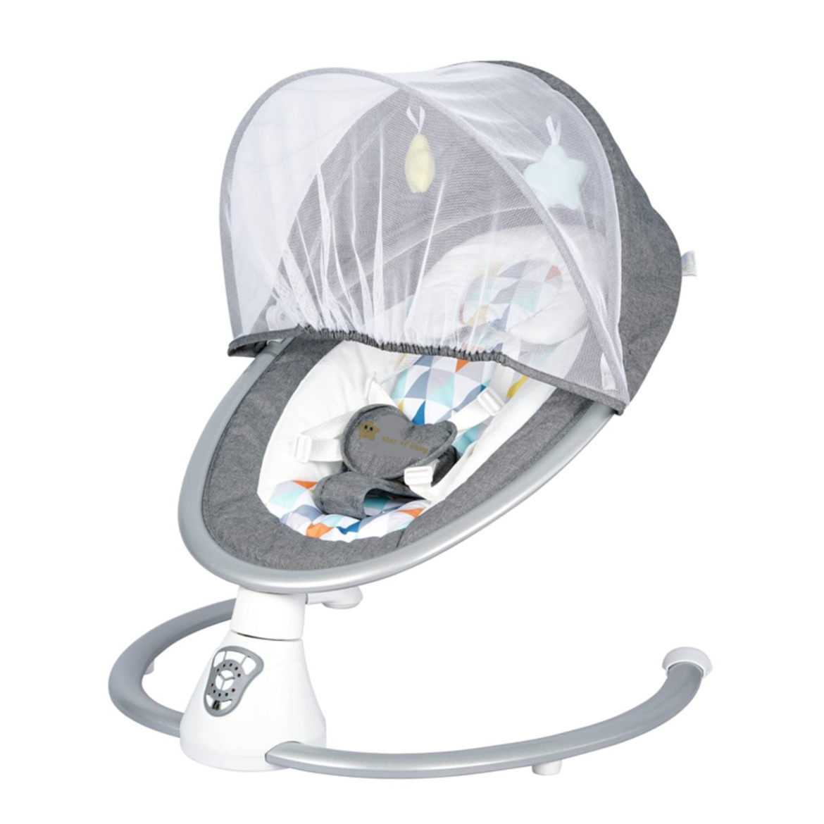 Star of Baby Cocoon The Smart Auto Swing, Adjustable Rocking Chair with Music, Hanging Toys, Mosquito Net, Baby Bassinet With Remote Control, Electric Baby Bouncer seat For Newborn Baby, Infant (Grey) 