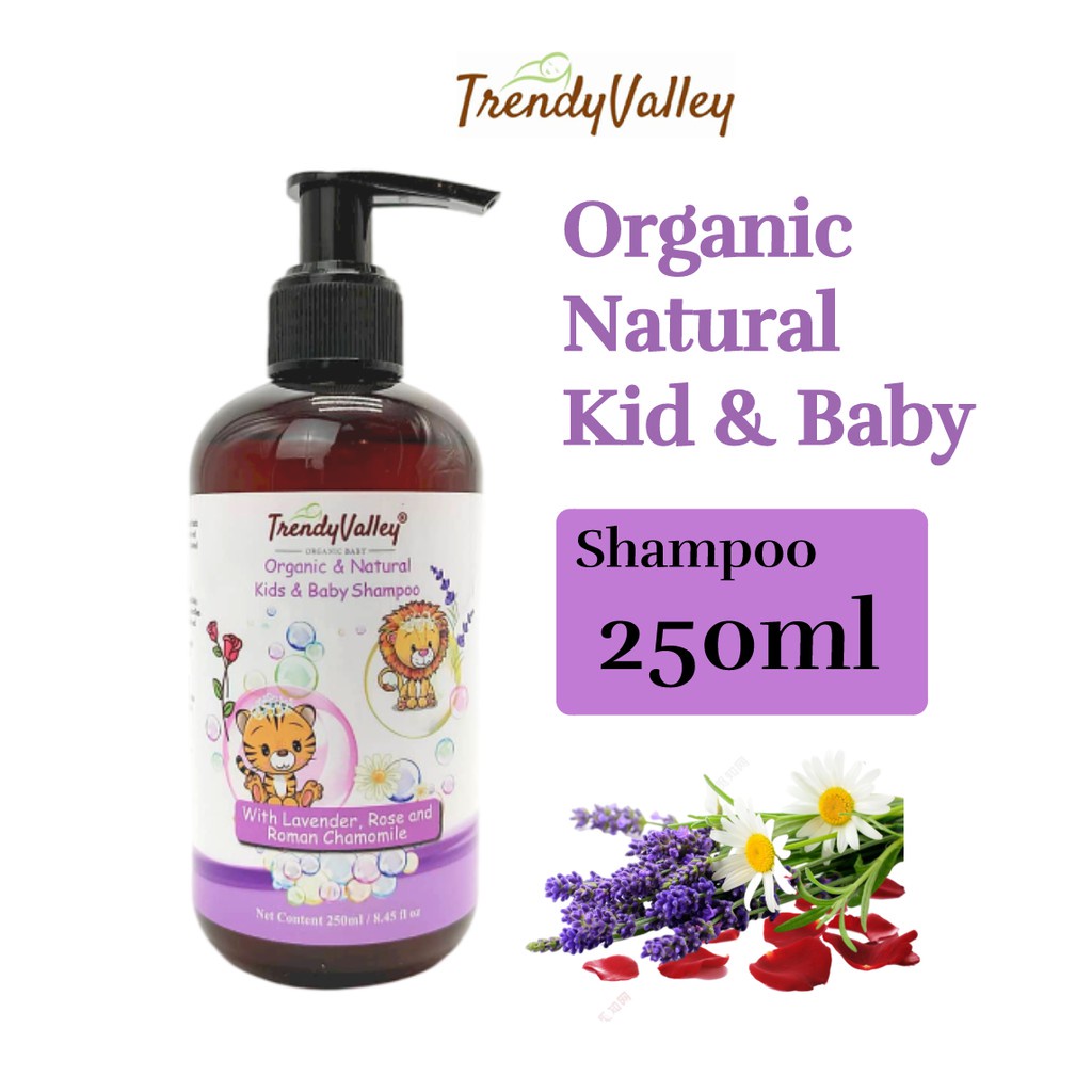 Trendyvalley Organic & Natural Kid & Baby Shampoo 250ml (Lavender , Rose and Roman Chamomile)