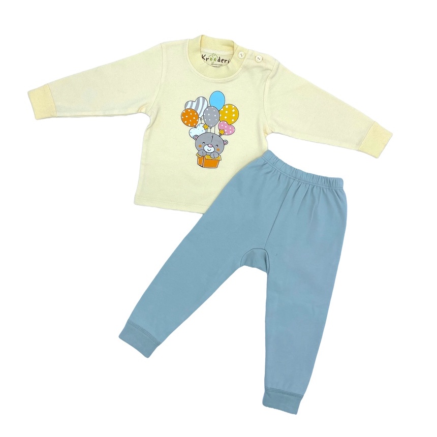 Trendyvalley 0-10 Years old Organic Cotton Baby & Kids Long Sleeve & Long Pant Pyjamas SleepWear Pajamas - Balloon Bear