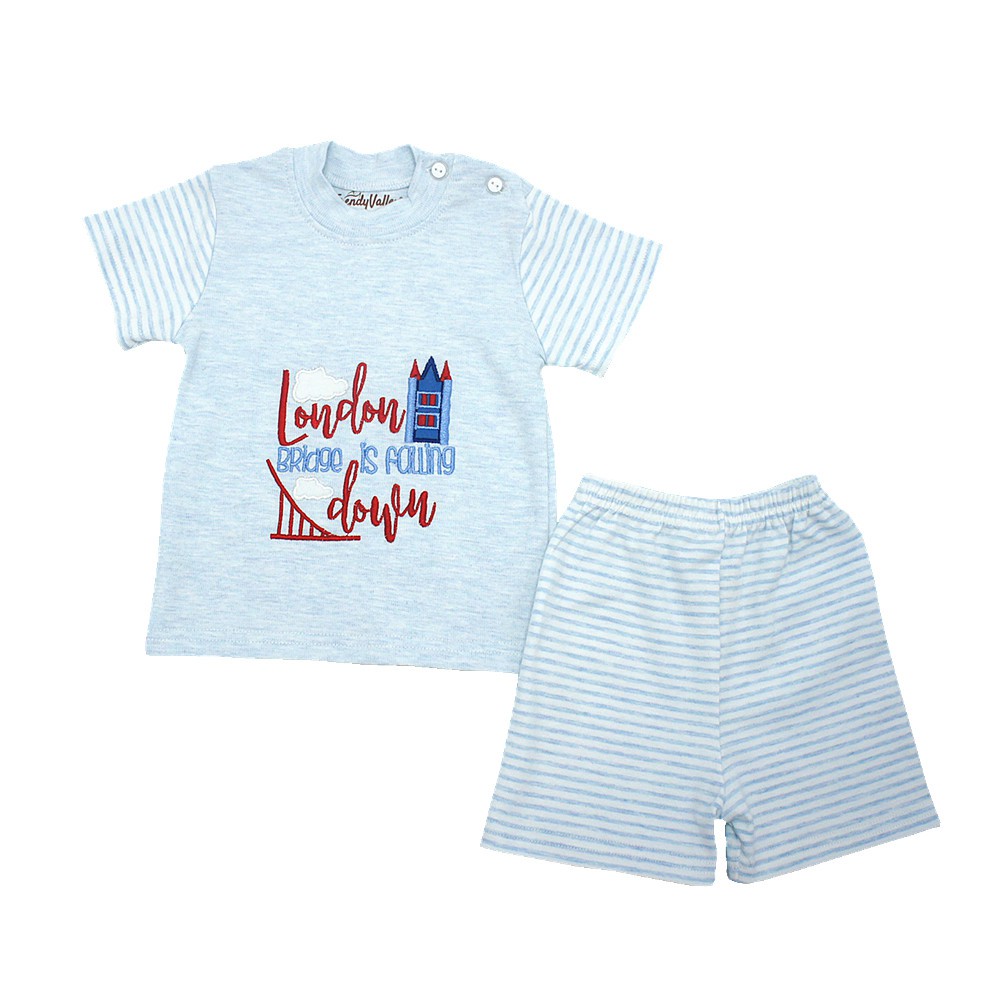 Trendyvalley Organic Cotton Short Sleeve Baby Shirt And Short Pants London Bridge