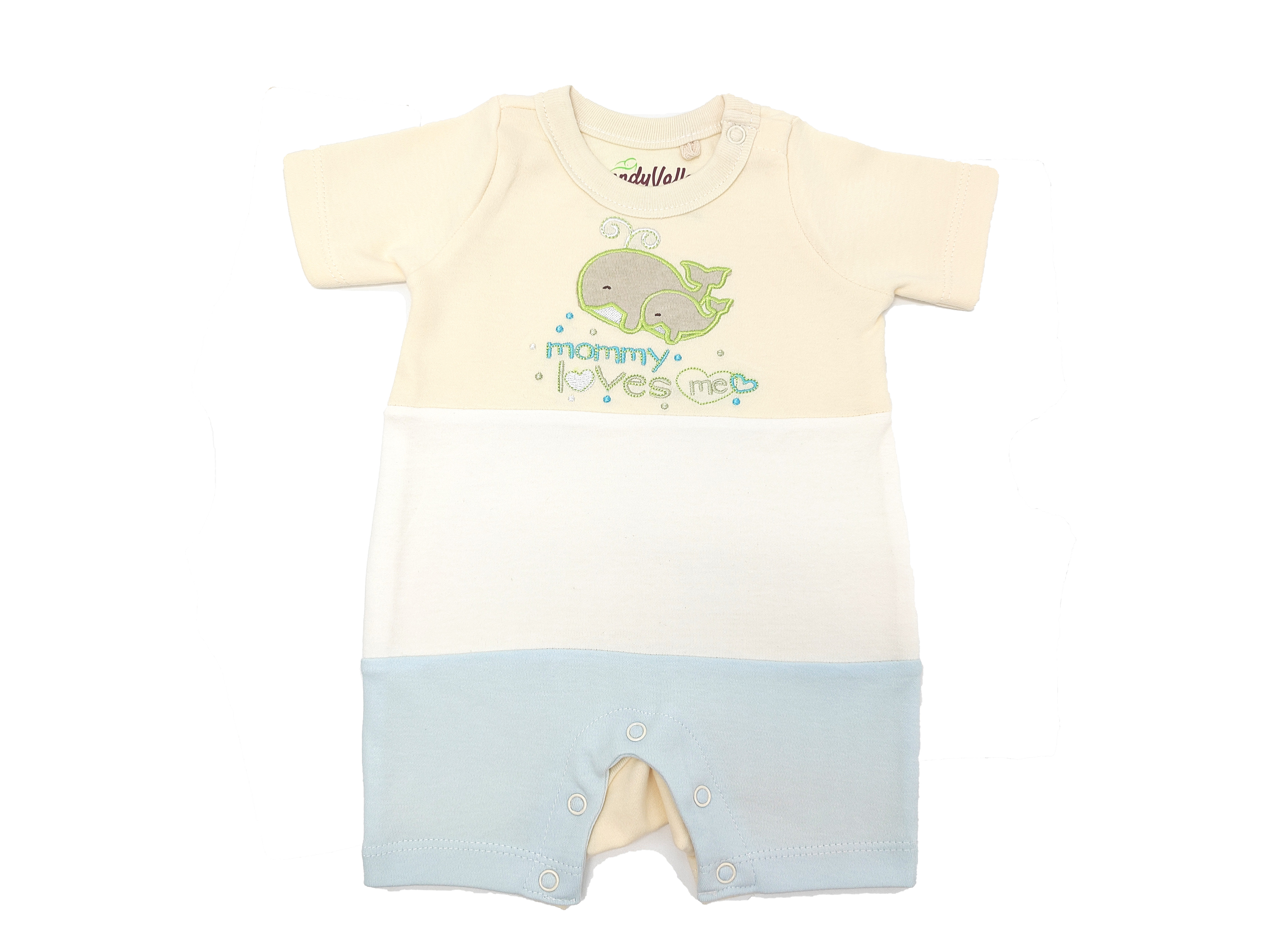 TRENDYVALLEY Organic Cotton Short Sleeve Pants Baby Romper - Whale