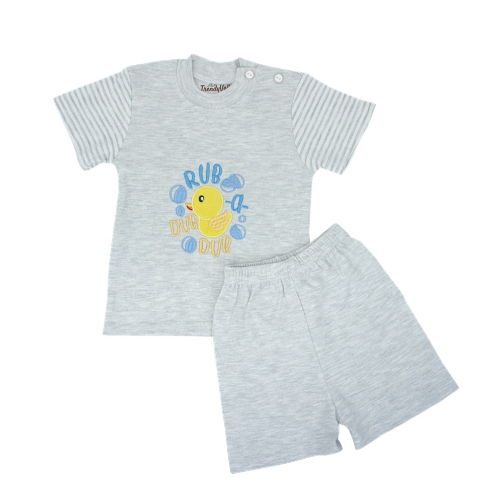 Trendyvalley Organic Cotton Short Sleeve Baby Shirt and Short Pants Duck