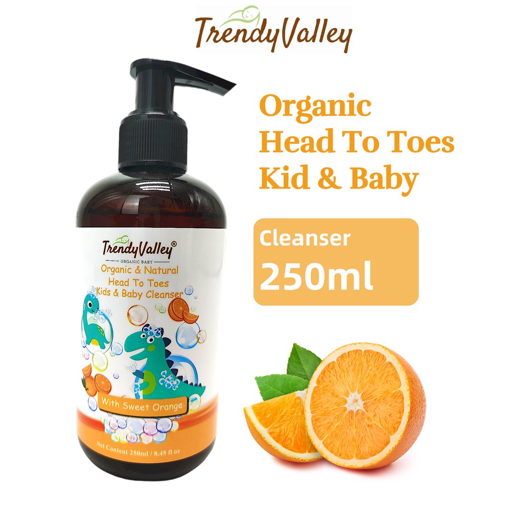 Trendyvalley Organic & Natural Head To Toes Kids & Baby Cleanser 250ml (Sweet Orange ) body wash body shampoo