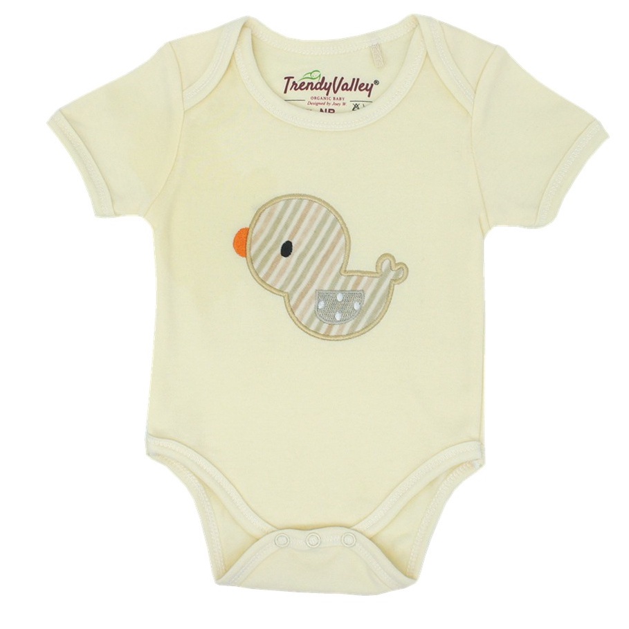 Trendyvalley Organic Cotton Romper Short Sleeve Baby Shirt - Duck