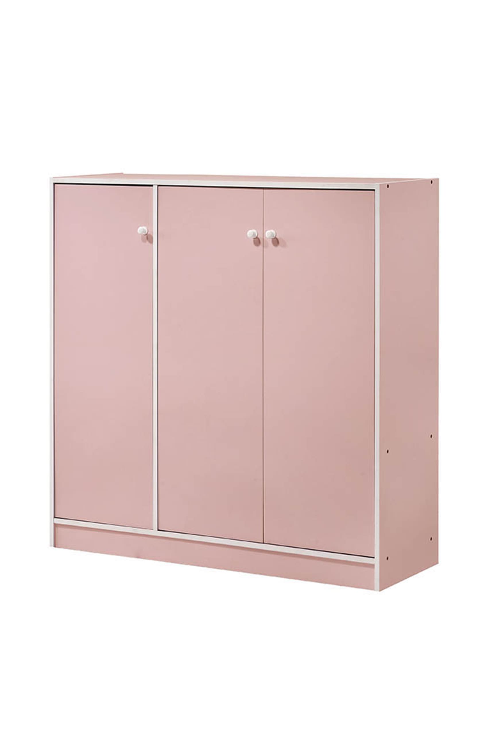 3 Door Pink Children Multipurpose Cabinet